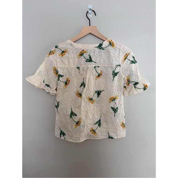 Madewell| Cream Floral Eyelet Women's Top - Picture 4 of 6